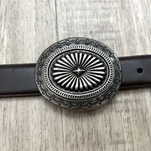 Western cowgirl rodeo farm horse Silver tone Ornate belt Buckle